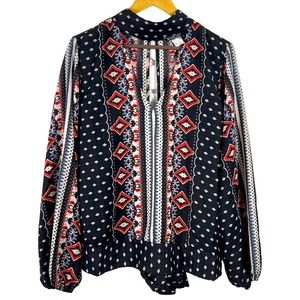Patterned Long Sleeve Women's Top